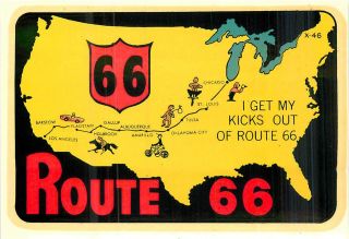 Route 66 Highway Map Vintage Water Slide Decal