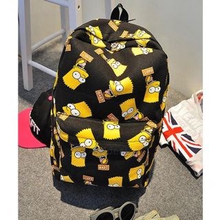 Simpson Bart Backpack Canvas Cartoon Rucksack Printing Zippered The Simpsons Bag