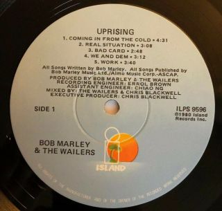 Bob Marley & The Wailers - Uprising - 1980 US 1st Press (VG, ) Ultrasonic 4