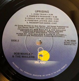 Bob Marley & The Wailers - Uprising - 1980 US 1st Press (VG, ) Ultrasonic 5