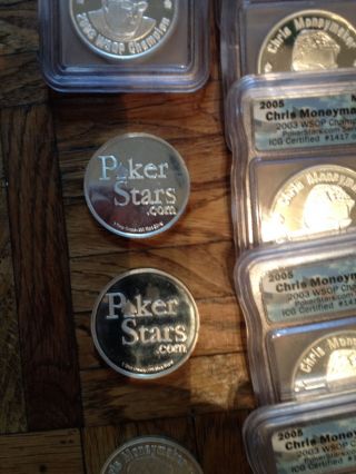 Chris Moneymaker coin - Poker Stars - Poker Card Protector - 1 Ounce Pure Silver 8