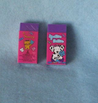 Sanrio Spottie Dottie Dog Eraser Set (2) Candy Collectible Vintage 