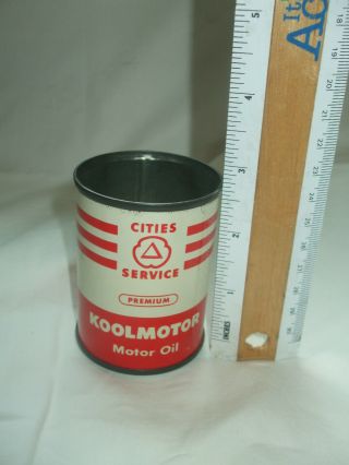 Vtg 3 " 1950’s Cities Service Gas & Oil Koolmotor Motor Oil Advertising Tin Can