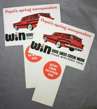 2 1960 Pepsi Cola 6 - Pack Insert Dodge Lancer Station Wagon Car Vintage Advertsng