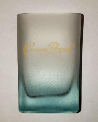 Vintage Crown Royal Liquor Rocks Glass Frosted Glass Blue
