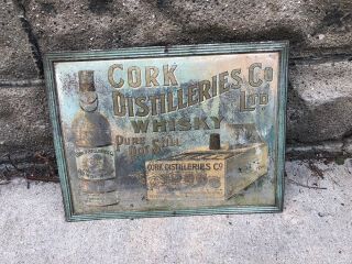 Old Irish Tin Metal Whiskey Sign Whisky Old Vintage Antique 1920 