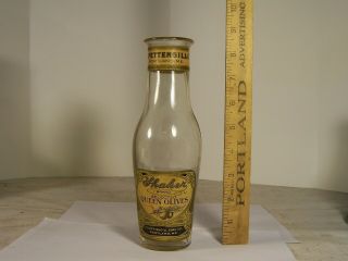 Antique Labeled Maine Bottle,  Shaker Brand,  Olives,  Pettengill,  Portland,  Me.