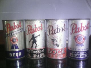 4 Pabst Flat Top Beer Cans Old Tankard Ale And Papst Bock Papst Export,  1