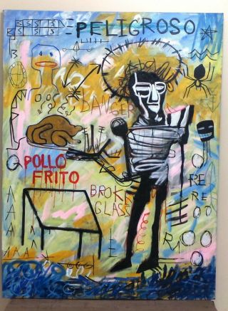 Wonderful Jean - Michel Basquiat Acrylic On Canvas Untitled