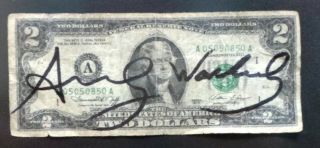 2 DOLLAR BILL (HAND SIGNED) ANDY WARHOL WHIT FRAME IN 2