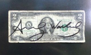 2 DOLLAR BILL (HAND SIGNED) ANDY WARHOL WHIT FRAME IN 3