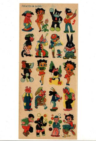 Vintage Japanese Temporary Tattoo Transfers Betty Boop Minnie Mouse Popeye 1960s