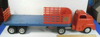 Vintage Marx 27 " Lumar Contractors Stake Side Semi Trailer Truck