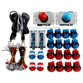 Easyget 2x Led Arcade Mame Diy Kit Parts Push Buttons,  Joysticks,  Usb Encoders