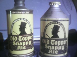 Two Old Topper Snappy Ale Cone Top Beer Cans 1 Crown Tainer And 1 J Spout