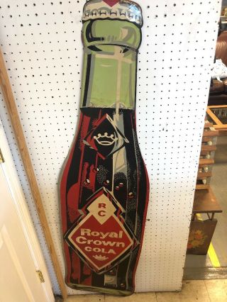 Large Vintage Rc Royal Crown Cola Soda Pop Embossed Metal Sign 1950s Mid - Century