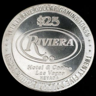 The Riviera Hotel Casino 1oz.  999 Fine Silver $25 Vintage Gaming Token ©trcxx62