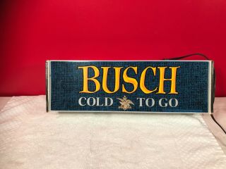 Vintage Authentic Busch Beer Lighted Sign 1974 Cold To Go Anheuser