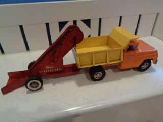 Vintage Orange And Yellow Tonka (mound Minn) Dump Truck With Sand Loader