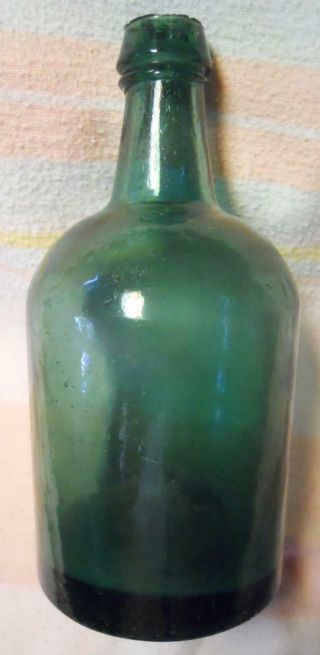 Jumbo Quart Green Iron Pontil Squat Soda Ale Porter Bottle Double Collar Top 3