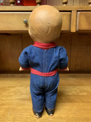Composition BUDDY LEE Doll Rare Early Denim Jumpsuit Coveralls 1920s Vintage 4