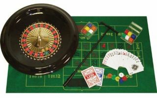 16 Inch Deluxe Roulette Set With Accessories Double Sided Felt For Blackjack