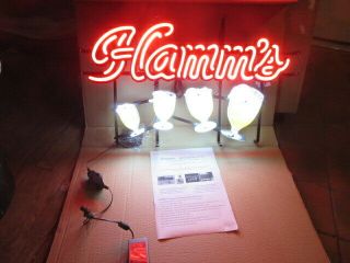 Hamms Beer Sign Motion Led Light Up Goblets Bar Mugs Neo Neon Man Cave Pub