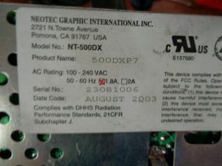 NEOTEC NT 500 DX MONITOR CHASSIS ARCADE GAME Part CE - 7 2