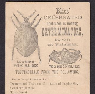 Insect Poison Before & After Rare Bliss Cockroach Bedbug Exterminator Trade Card