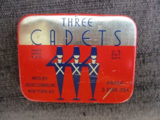 Vintage 3 Three Cadets Condom Tin Prophylactic Metal Can Copyright 1938