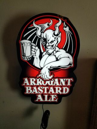 (l@@k) Arrogant Bastard Ale Beer Led Light Up Sign Beast Creature Escondido Ca
