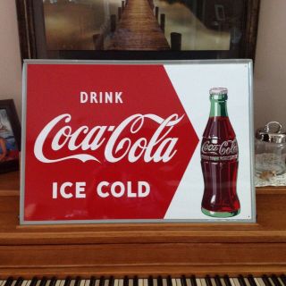 Vintage 1950s Coca Cola Soda Pop Metal Sign Immaculate 28x20 "
