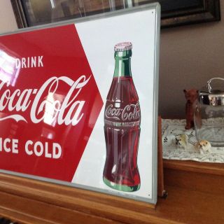 Vintage 1950s Coca Cola Soda Pop Metal Sign IMMACULATE 28x20 
