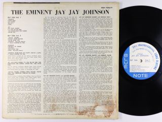 Jay Jay Johnson - The Eminent Vol.  2 LP - Blue Note Mono DG RVG Ear 767 LEX 2