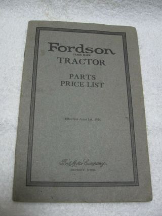 1924 Fordson Tractor Parts Price List - Collectible - Museum - Farming - Ffa - Agriculture