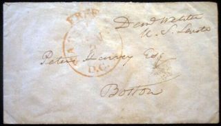 Daniel Webster Frank Postal History Us Senate To Friend Peter Harvey