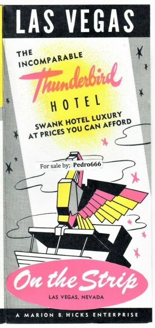 1949 E Thunderbird Las Vegas Hotel Casino Nv Travel Brochure Booklet Advertising
