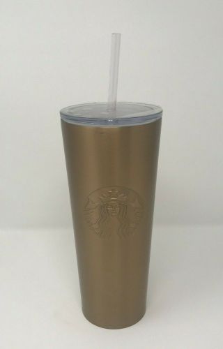 2019 Starbucks Cold Cup Gold Stainless Steel Tumbler 24 Fl Oz