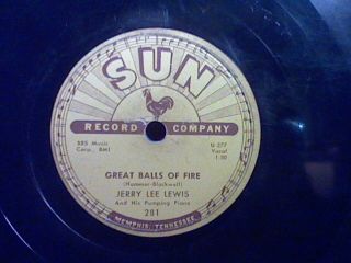 Sun Records 78 Rpm Single Great Balls Of Fire By Jerry Lee Lewis On Sun Records