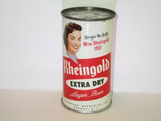 Miss Rheingold Margie Mc Nally 1957 Extra Dry Flat Top Beer Can (tough)