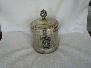Vtg [federal Silver Co.  ] Silver Plate On Copper Ice Bucket W/ Lion Head Handles