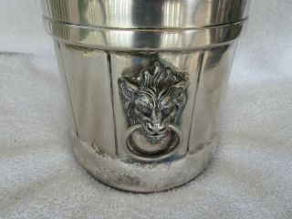 VTG [Federal Silver Co.  ] Silver Plate On Copper Ice Bucket w/ Lion Head Handles 2