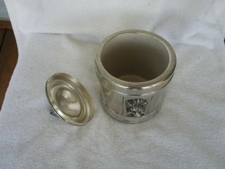 VTG [Federal Silver Co.  ] Silver Plate On Copper Ice Bucket w/ Lion Head Handles 4
