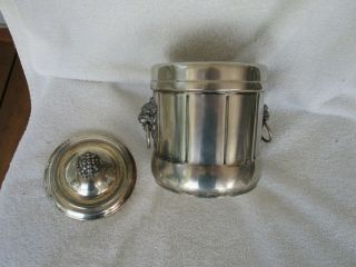 VTG [Federal Silver Co.  ] Silver Plate On Copper Ice Bucket w/ Lion Head Handles 6