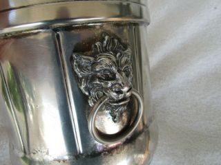 VTG [Federal Silver Co.  ] Silver Plate On Copper Ice Bucket w/ Lion Head Handles 7
