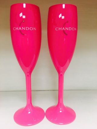 6 Moet & Chandon Pink Acrylic Champagne Flutes Bachelorette Birthday Party