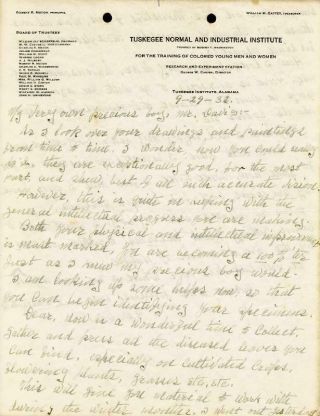 George Washington Carver - Autograph Letter Double Signed 09/29/1932