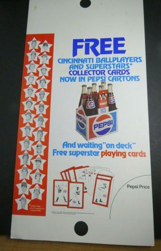 Ebab Baseball Pepsi Cincinnati Supermarket Pole Display Poster Cardboard 1978