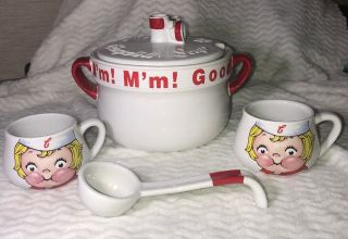 Set Of 2 Campbells Soup Mug And 1 Soup Large Bowl With Lid And Ladle