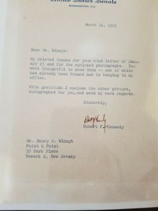 Sen.  Robert F Kennedy Signed Letter